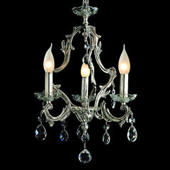3 Light Silver Chandelier With Optional Crystal Pendants