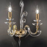 2-Light Clear Crystal Wall Light | Gold Metal finish