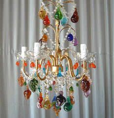 5 Arm Colourful Murano Glass Fruit Chandelier
