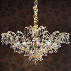 12 Light Gold Plated Crystal Glass Chandelier