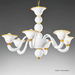 12 Light White Glass Chandelier With Colour Options