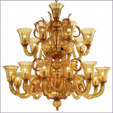Amber Murano Glass Scroll Chandelier In 6 Sizes