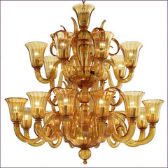 Amber Murano Glass Scroll Chandelier In 6 Sizes
