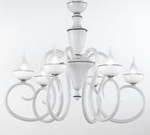 Baroque 6 Light Black & White Murano Glass Chandelier