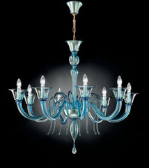 Aquamarine Murano Glass Chandelier With 6 Or 8 Lights And Bespoke Colour Option