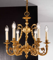 Antique French Gold Finish Chandelier With 6 Arms
