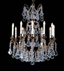 12 Light Brass Chandelier With Hand Cut Bohemian Crystals
