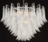 90cm 70's Style Satin White Murano Glass Petali Chandelier