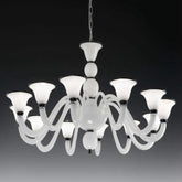 12 Light White Glass Chandelier With Colour Options