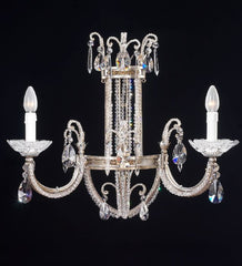 Antique Silver And Crystal Glass Wall Light