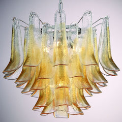 60 Cm Mid-Century Amber Murano Glass Petali Chandelier