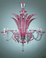 8 Arm Red Murano Glass Chandelier
