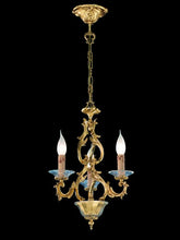 3 Light Louis 15Th-Style Gold & Murano Glass Chandelier