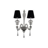 2 Light Wall Lamp with Black Lampshades