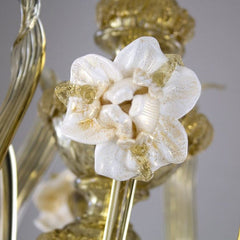 5 Lights Murano Glass Chandelier with Fume and Gold Accents