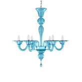 6 Light Sky Blue Murano Glass Chandelier