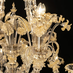 20 Light Rezzonico Style Murano Glass Chandelier with Gold Details