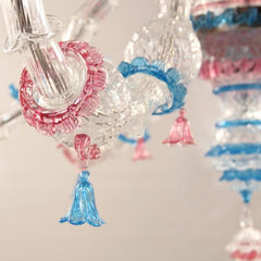 6+3 Light Rezzonico Style Chandelier with Red and Blue Finish