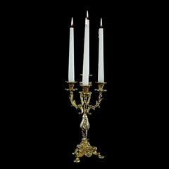 Antiqued 24 Carat Gold Brass Four Arm Candelabra