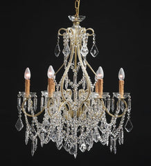 6 Light Gold Chandelier With Bohemian Crystals