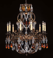10 Light French Gold Chandelier With Crystals