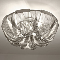 "Soscik" Gold, Bronze, Or Nickel 100 Cm Modern Metal Flush Ceiling Light From Terzani