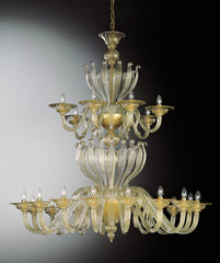 24 Light Gold Crystal Murano Chandelier