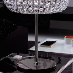 24 carat gold-plated modern Italian table lamp with clear Spectra crystals
