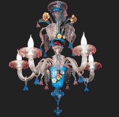5 Light Floral Murano Chandelier