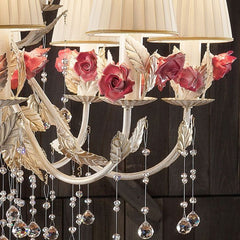 Beautiful 15 light chandelier with hand-painted roses
