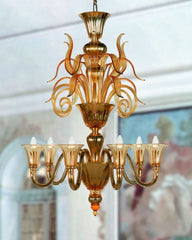 Art Deco 6 Light Murano Glass Chandelier In 16 Colours