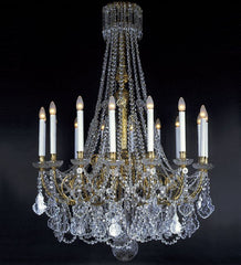 16 Light French Gold Chandelier With Crystals