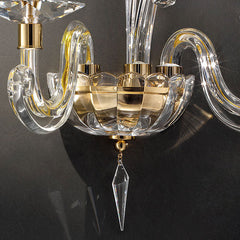 2-Light Clear Crystal Wall Light | Gold Metal finish