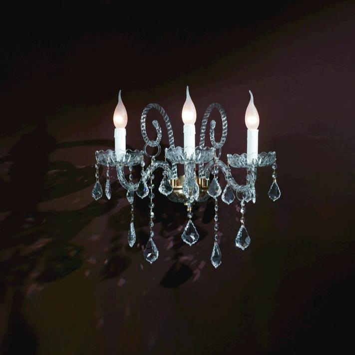 3 Light Glass & Crystal Wall Sconce