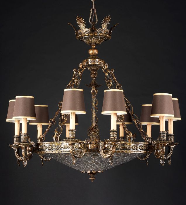 13 Light Brass Chandelier