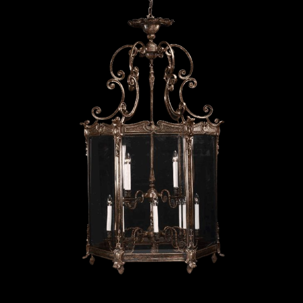 1.5 Metre 12-Light Ornate Brass Lantern