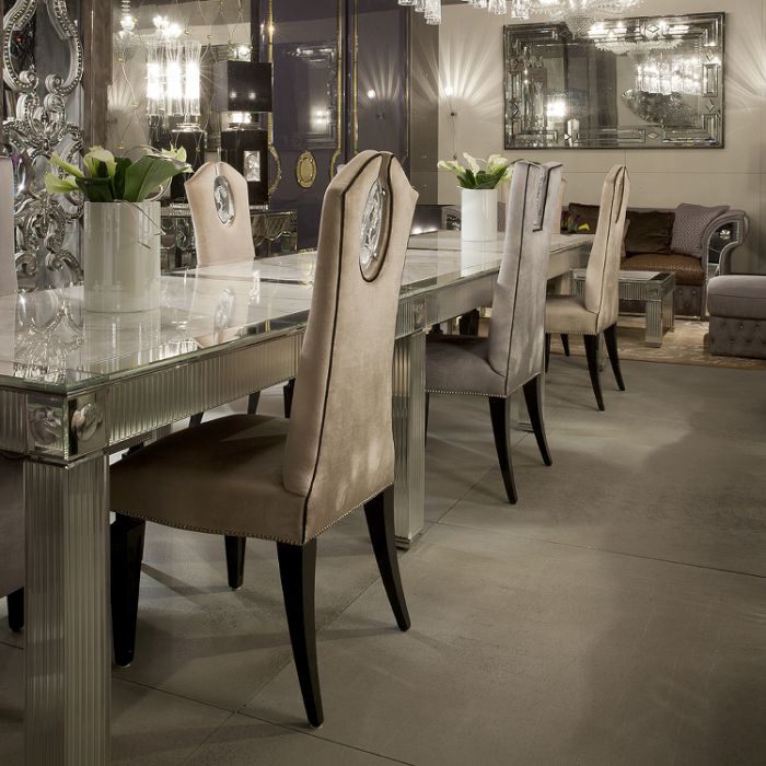 4 Metre Dining Table With Venetian Mirror Inserts