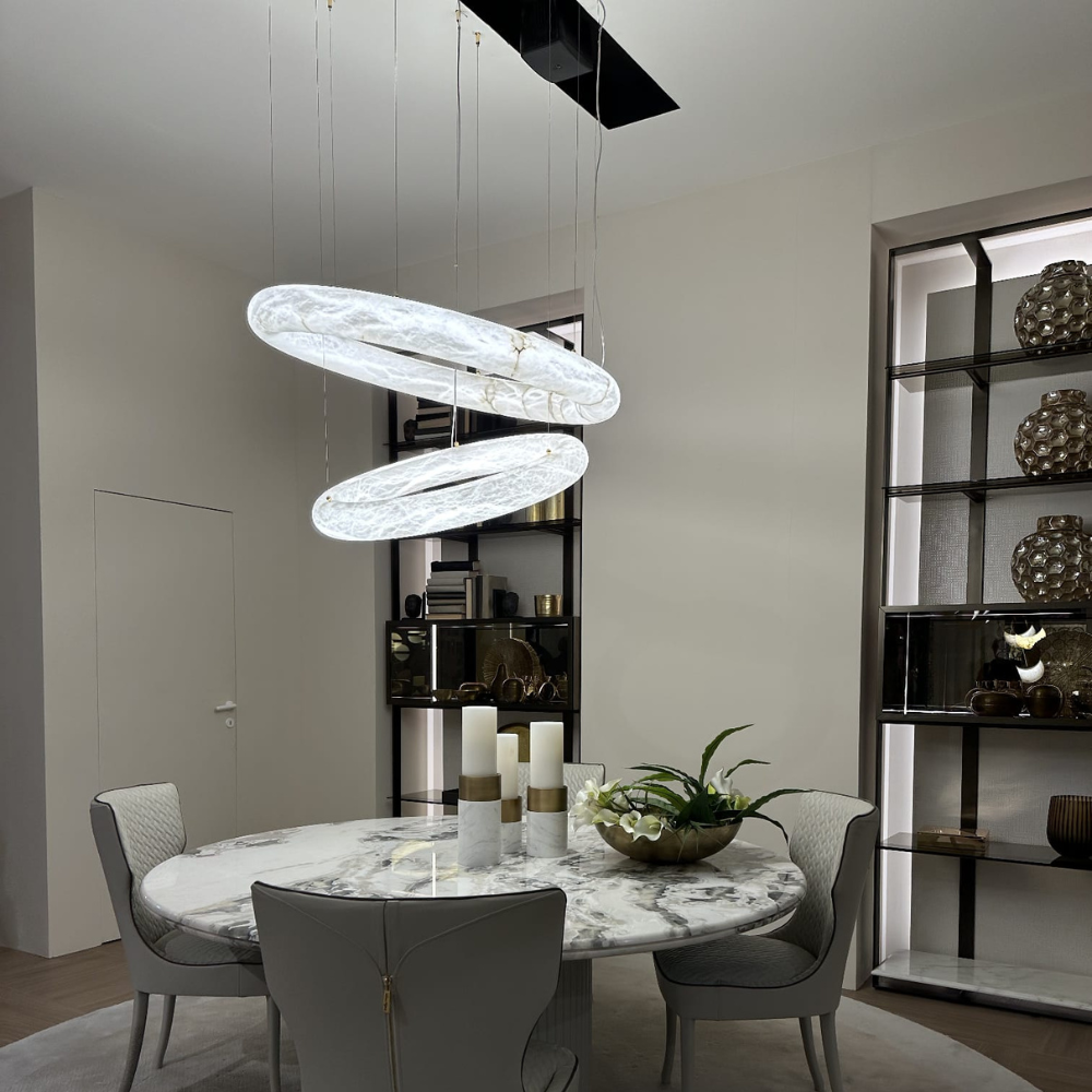 Alabaster Ring Pendant Chandelier In Various Sizes