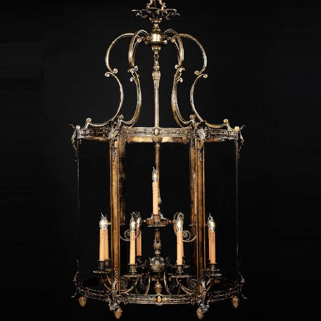 1.5 Metre Tall Oxidized Brass Hallway Lantern