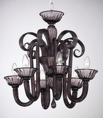 6 Arm Amethyst Murano Glass Chandelier