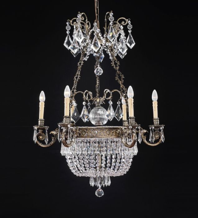 9 Light French Gold Chandelier With Crystals