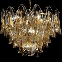 75cm Mid-Century Amber Murano Glass Petali Chandelier