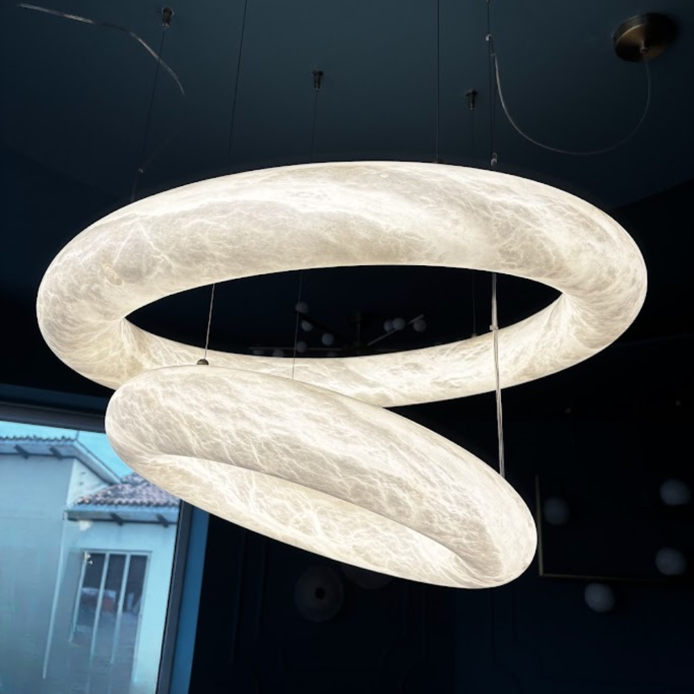 Alabaster Ring Pendant Chandelier In Various Sizes