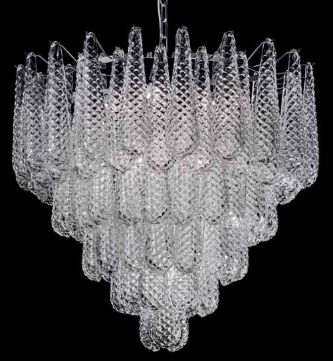 80 Cm Piastra Glass Chandelier In Modernist Mid-Century Style