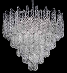 80 Cm Piastra Glass Chandelier In Modernist Mid-Century Style
