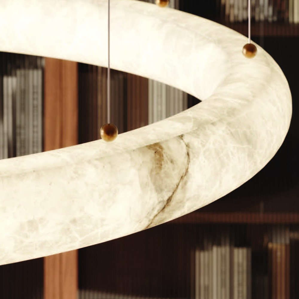 Alabaster Ring Pendant Chandelier In Various Sizes
