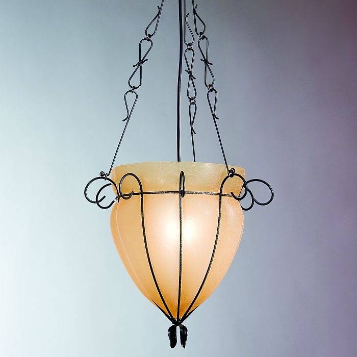 Amber Murano Glass Ceiling Light With 'Scavo Glass' Finish