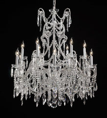 12 Light Silver Chandelier With Bohemian Crystals