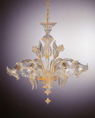 6 Light Murano Clear Glass Venetian Style Chandelier