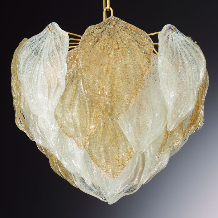 Amber Or Clear Venetian Piastra Glass Pendant Light